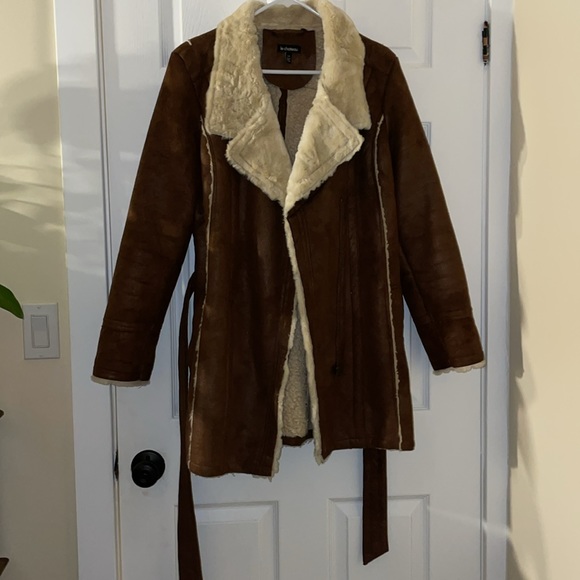 Le Chateau Faux shearling jacket brown cream 1970s boho - Picture 4 of 9